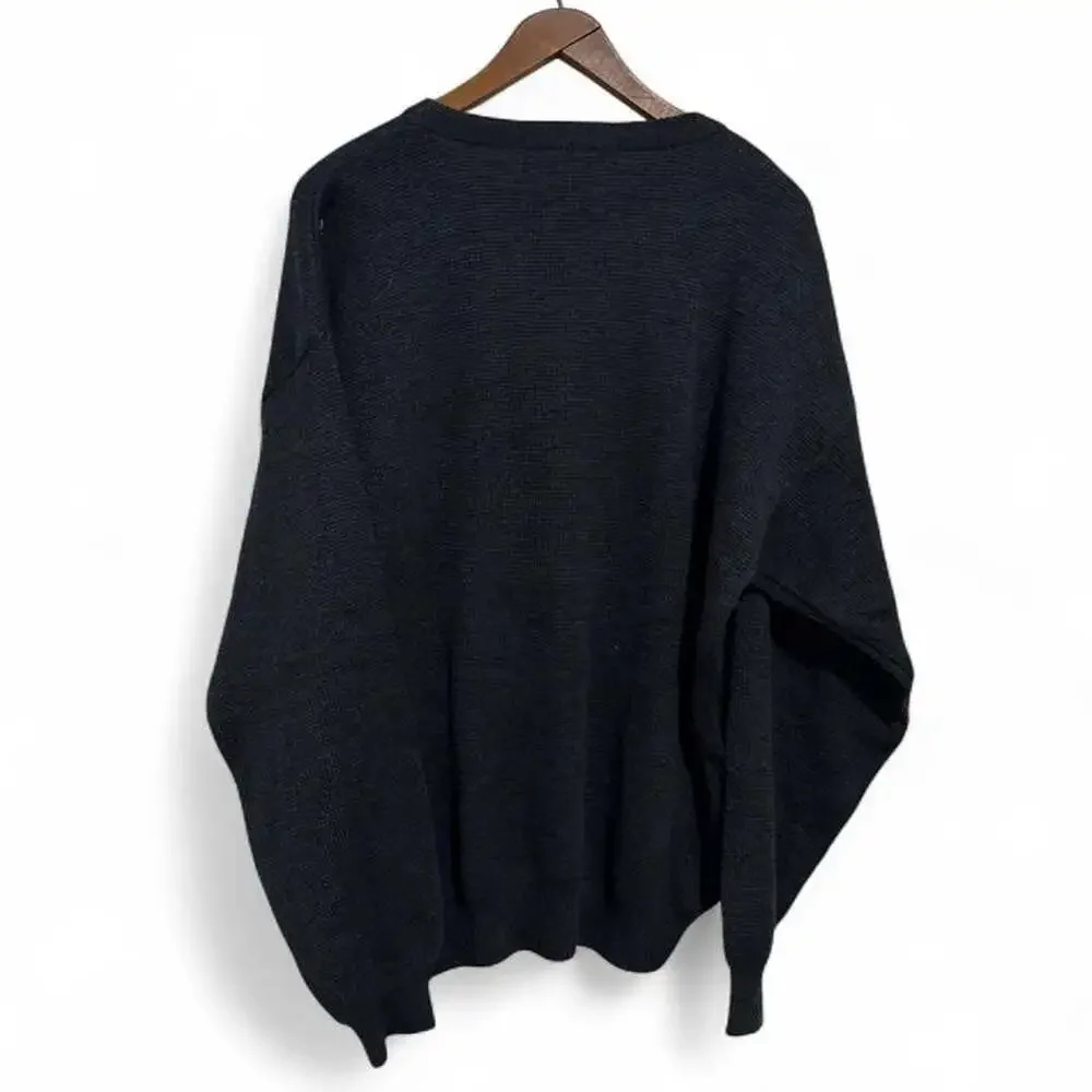 Architect Vintage Fisherman Scene Graphic Knit Sweater XL Dark Charcoal Grey